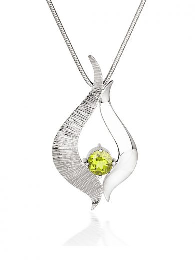 Fiona Kerr Jewellery / Ebb and Flow Large Silver Pendant with Peridot - EF08P
