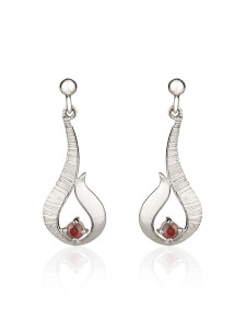 Fiona Kerr Jewellery / Ebb and Flow Small Silver Drop Earrings with Garnet - EF12G