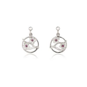 Fiona Kerr Jewellery / Cherry Blossom / Silver Drop Earrings with Garnets - CB04G