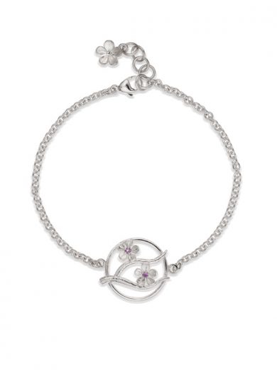Cherry Blossom Silver Bracelet with Garnets - CB09G